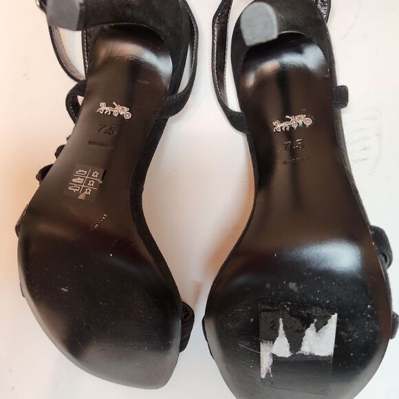 Coach Black Sequin Floral Heels Size 7.5 - Picture 5 of 5